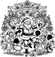 xmas, child, cartoon, coloring, coloring book, illustration, drawing, children, christmas, vector, fairytale, animal, outline, bear, winter, toy, flowers, childhood, sketch, art, cat, clip-art, forest