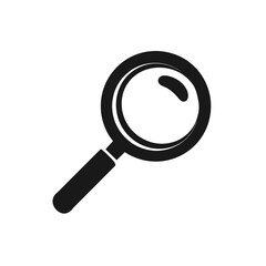 Simple Black Magnifying Glass Illustration on White Background - Symbol of Discovery, Investigation, and Clarity