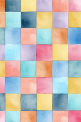 Vibrant watercolor checkerboard pattern with multicolored squares