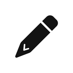 Minimalist pencil icon. Black silhouette symbol for edit, write, or draw functions in web or app design.