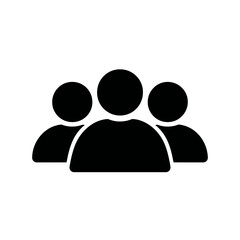 Conceptual icon portraying a diverse group of people, symbolizing community, teamwork, and social connection. This versatile abstract graphic represents collaboration and user collectives.
