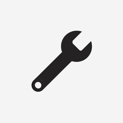Sleek Black Wrench Icon Representing Tool Maintenance and Repair Solutions, Perfect for Industrial, Mechanical, or Technical Projects, a Symbol of Engineering and Construction