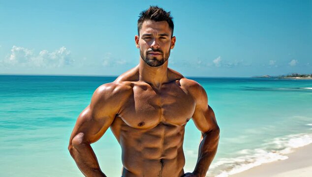 handsome young man on beach