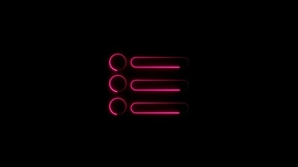 Glowing Pink Neon List Icon on Black Background checklist