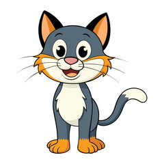 Obraz premium Cute Cartoon Cat Character Vector Kitten Mascot for Kids Book, Game Assets, Merch & Printable Use
