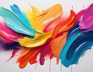 colorful paint strokes scattered on white background