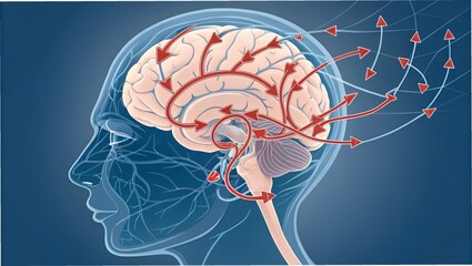 Detailed rendering of OCD — overactivity in cortico-striatal circuit, repetitive feedback loop between orbitofrontal cortex and basal ganglia