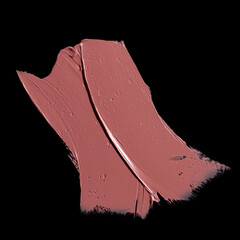 pink lipstick smear, cosmetics beauty product texture, liquid blush, lipstick swatch	on the black...
