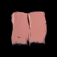 pink lipstick smear, cosmetics beauty product texture, liquid blush, lipstick swatch	on the black...