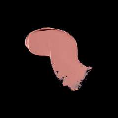 pink lipstick smear, cosmetics beauty product texture, liquid blush, lipstick swatch	on the black...