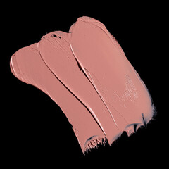 pink lipstick smear, cosmetics beauty product texture, liquid blush, lipstick swatch	on the black...