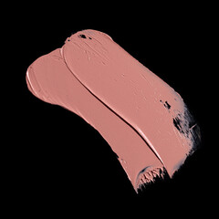 pink lipstick smear, cosmetics beauty product texture, liquid blush, lipstick swatch	on the black...