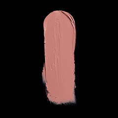 pink lipstick smear, cosmetics beauty product texture, liquid blush, lipstick swatch	on the black...