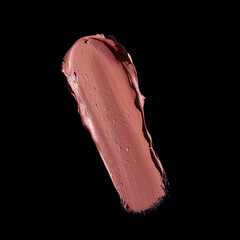 pink lipstick smear, cosmetics beauty product texture, liquid blush, lipstick swatch	on the black...