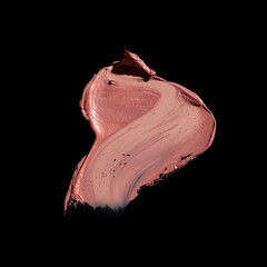pink lipstick smear, cosmetics beauty product texture, liquid blush, lipstick swatch	on the black...