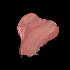 pink lipstick smear, cosmetics beauty product texture, liquid blush, lipstick swatch	on the black...