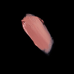 pink lipstick smear, cosmetics beauty product texture, liquid blush, lipstick swatch	on the black...