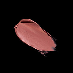 pink lipstick smear, cosmetics beauty product texture, liquid blush, lipstick swatch	on the black...