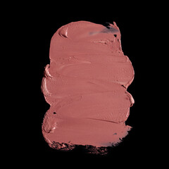 pink lipstick smear, cosmetics beauty product texture, liquid blush, lipstick swatch	on the black...