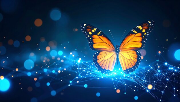 Digital butterfly on a network - Powered by Adobe