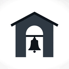 Obraz premium Minimalist bell tower against clean white background