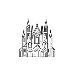 Minimalist vector line art of cathedral on white background

