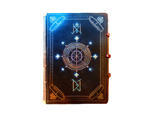 Mysterious spellbook with magical symbols for fantasy roleplaying or occult themes, perfect for book covers