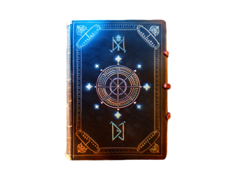 Mysterious spellbook with magical symbols for fantasy roleplaying or occult themes, perfect for book covers