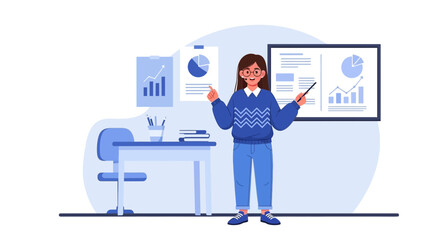 Friendly Professional Presenting Business Data With Charts And Graphs During Meeting