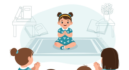 Girl In Class Meditating Illustration For Mindfulness And Classroom Harmony