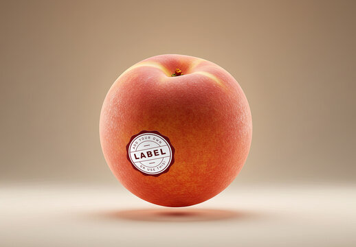 Peach Fruit Floating Logo Sticker Stamp Mockup