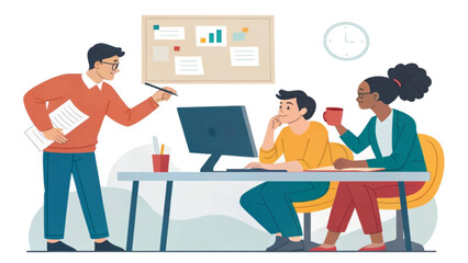 Diverse team brainstorming and collaborating in a modern office setting. Ideal for websites, presentations, and marketing materials.