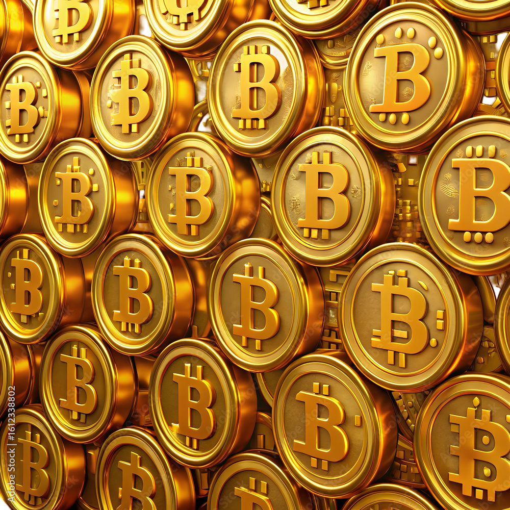 Poster Bitcoin 3d background isolated on transparent background PNG icon isolated with transparent background