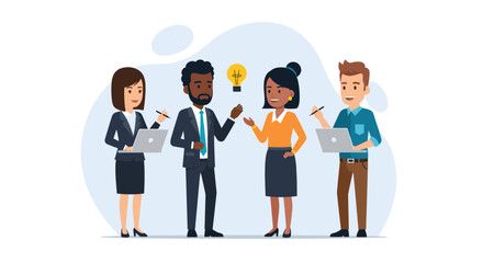 Obraz premium Diverse business team brainstorming, ideal for websites, presentations, and marketing materials.