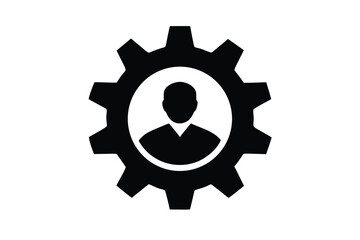 gear with person vector icon silhouette illustrati