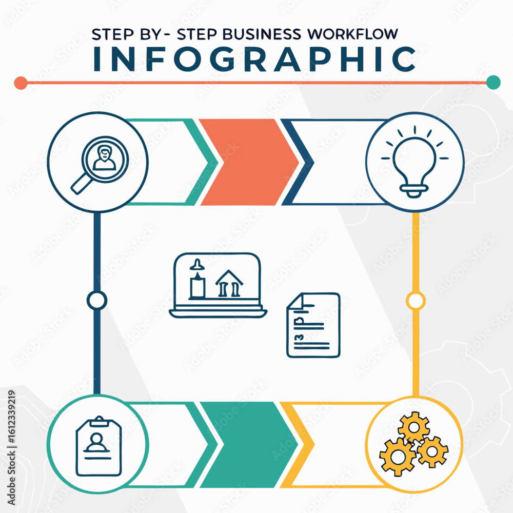 Poster infographics design template with business elements and data icons for web and marketing use