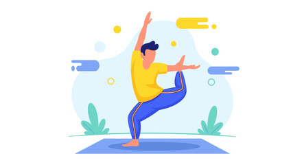 Man practicing yoga outdoors, perfect for wellness websites or brochures.