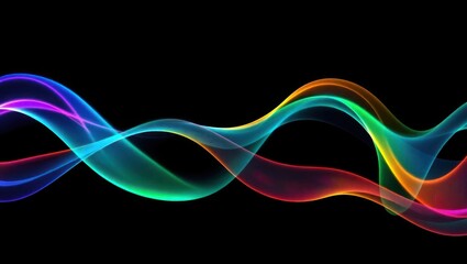 Abstract wave lines pattern dynamic colorful light flowing isolated on black background. concept of music, party, technology, modern. Abstract flowing wavy lines. Colorful dynamic wave