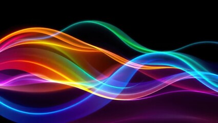 Obraz premium Abstract wave lines pattern dynamic colorful light flowing isolated on black background. concept of music, party, technology, modern. Abstract flowing wavy lines. Colorful dynamic wave