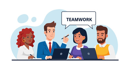 Diverse team brainstorming, perfect for illustrating teamwork, collaboration, and project management concepts on websites or presentations.