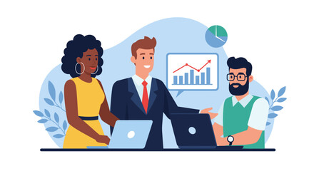 Diverse business team collaborating on project, perfect for website banners or presentations.