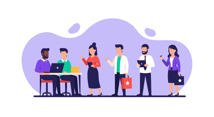 Diverse Business Team Collaboration: Vector Illustration for Website or Presentation