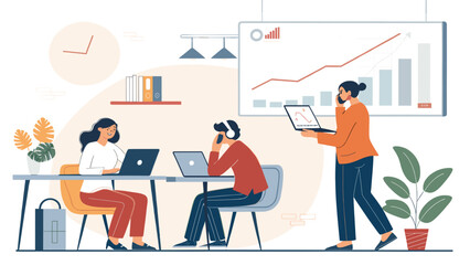 Teamwork and Business Growth: Illustration for Landing Pages and Presentations