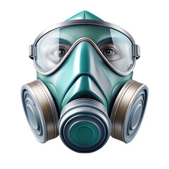 man wearing gas mask isolated on white background. PNG Transparent file type with high definition quality And vibrant color grading Available.