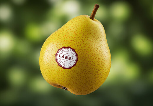 Pear Fruit Floating Logo Sticker Mockup