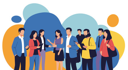 Diverse group of business people networking and collaborating, ideal for website banners, presentations, and brochures.