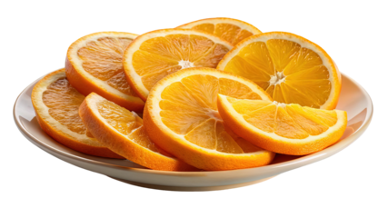 A refreshing bowl filled with vibrant slices of juicy citrus fruit showcasing their bright orange pulp and texture isolated on transparent background