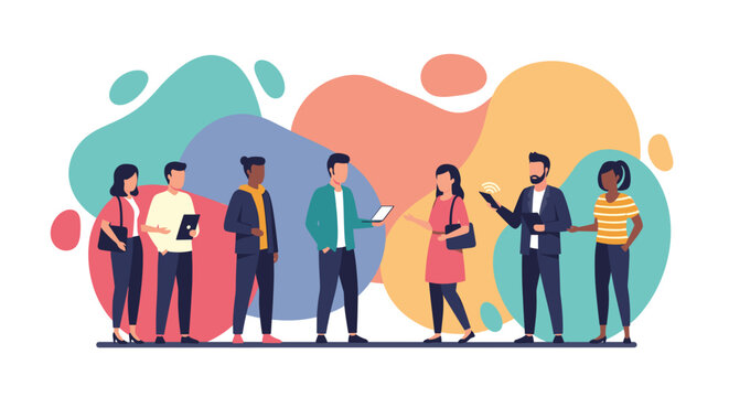 Diverse group of professionals collaborating and networking, ideal for business presentations or website landing pages.