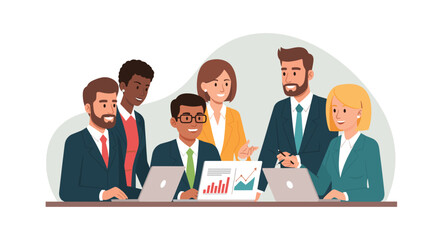 Diverse business team collaborating on project, ideal for website banners and presentations.