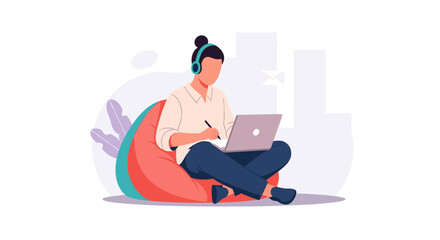 Person working on laptop from home, ideal for remote work, freelance, and online business websites and articles.